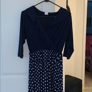 Navy & White Maternity Dress